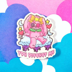 Sticker Pink Puppy Bunny Bear Cloud Spooky Pastel Goth Cute Creepy Punk Scary